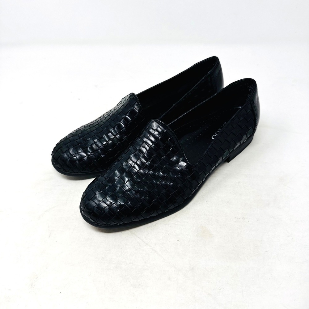 Vintage Bass Regina Loafers Black 8M Woven Slip On Flats Business Casual Shoes